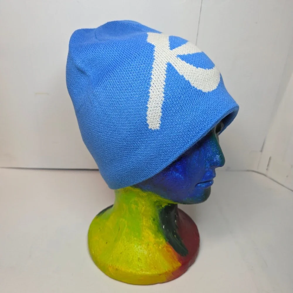 NWT‎ Portland Gear Roses Skully Beanie Cascade Blue White Logo FleeceLined 2